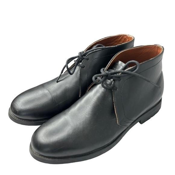 TOMMY HILFIGER Mens Chukka Boots 11 M Black Leather Oxford Boot Rubber Sole EUC - Picture 10 of 15